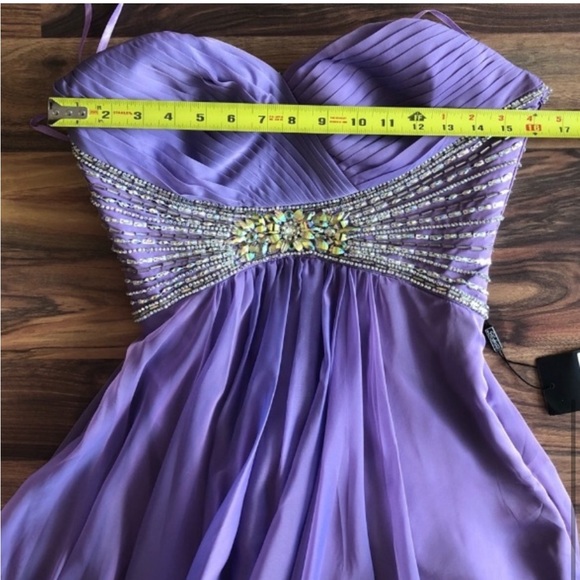 BNWT La Femme chiffon beaded gown - Picture 7 of 9